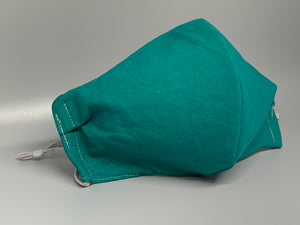 Solid and Bold Deep Teal. Gray filter pocket. Fabric enclosed nose wire. Comfy adjustable gray elastic earloops. 